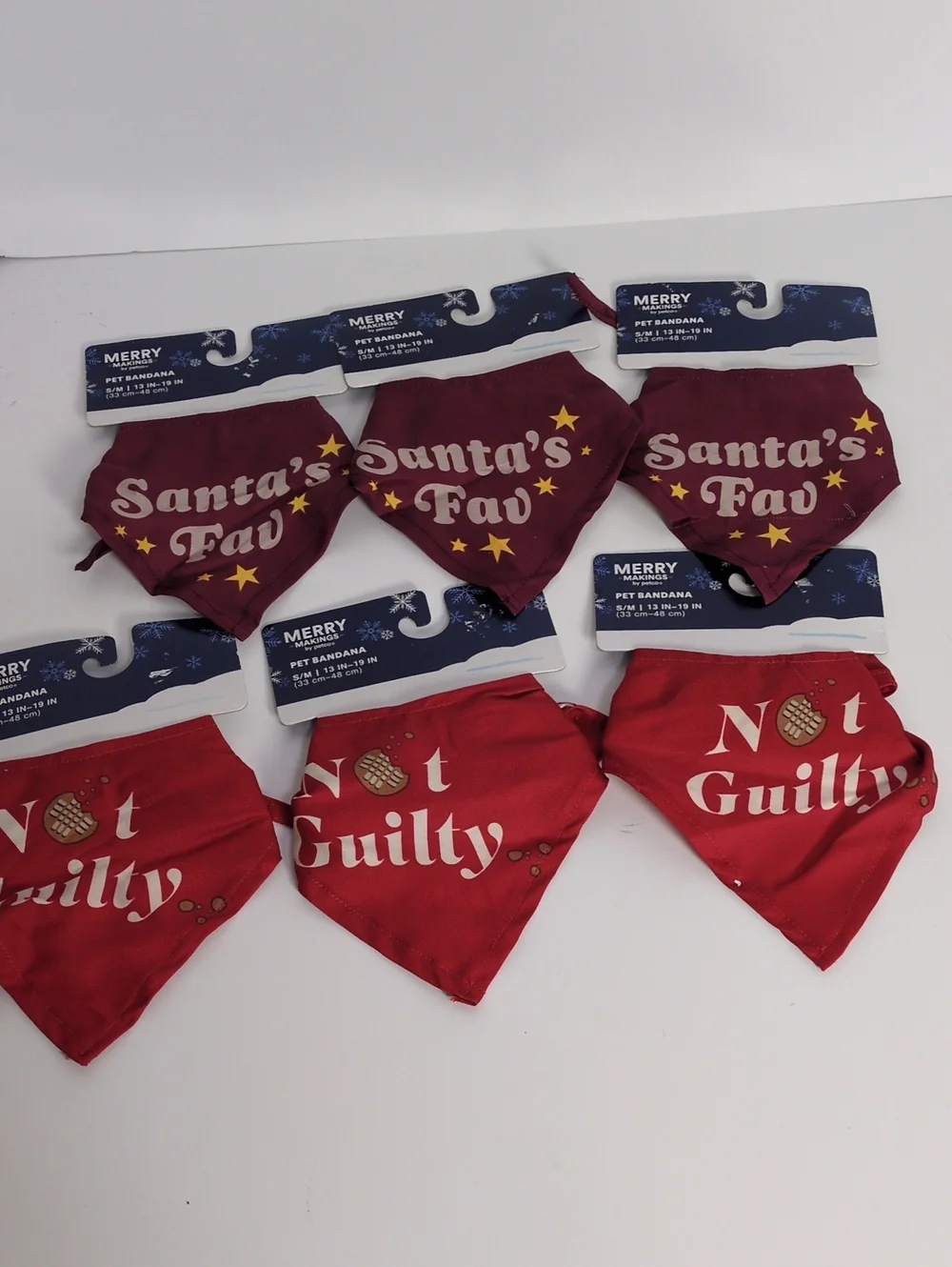 NWT Merry Makings Christmas Dog Bandana Lot 6 Small Medium Santa Fav Not Guilty